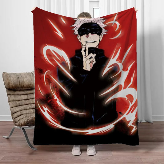 Gojo Satoru Plush Blanket β Luxury King Size Custom Throws for Anime Fans