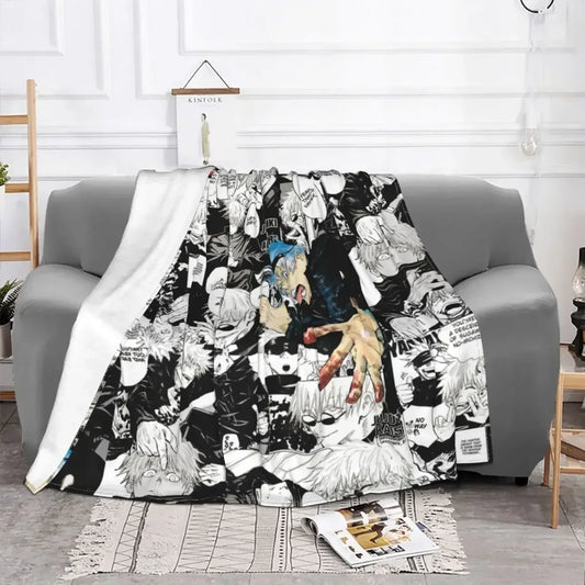 Gojo Satoru Jujutsu Kaisen Manga Collage Throw Blanket β Cozy Fleece for Fans
