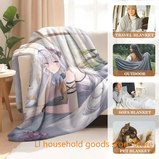 Blue Archives White Zhouzi Blanket β Plush Flannel Fleece Throw for Home Comfort