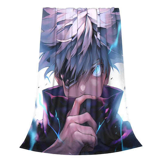 Snuggle Up with Gojo Satoru: Ultra-Soft Fleece Blanket for Jujutsu Kaisen Fans