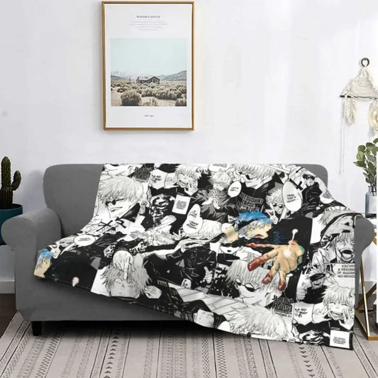 Gojo Satoru Jujutsu Kaisen Manga Collage Throw Blanket β Cozy Fleece for Fans