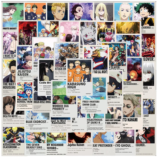 Cartoon Mix Anime Poster Stickers β Haikyuu!! & Jujutsu Kaisen Decals
