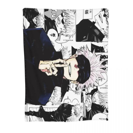 Cozy Up with Gojo Satoru Collage Manga Fleece Blankets