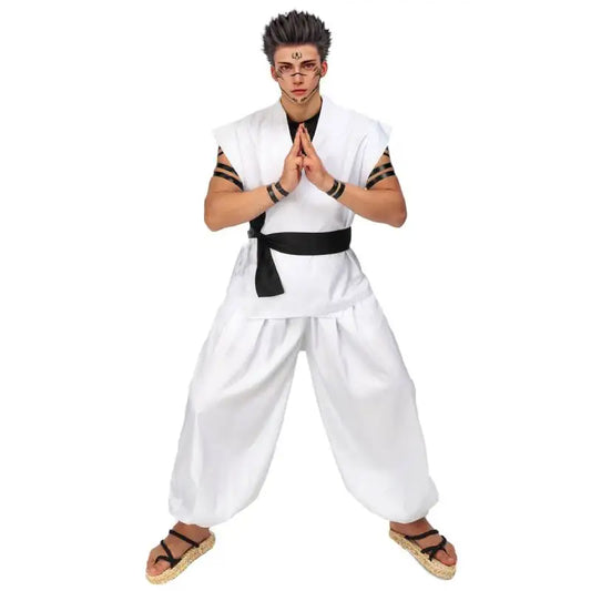 WENAM Men's Ryomen Sukuna Cosplay Costume β White Kung Fu Suit with Tattoo Stickers | Halloween & Comic Con Outfit