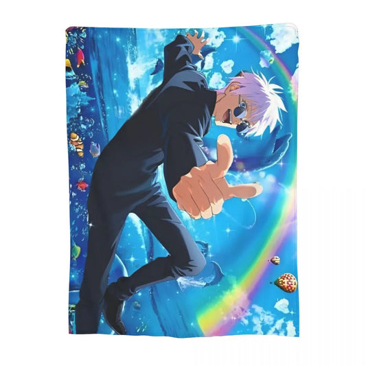 Cozy Up with Gojo Satoru Flannel Blankets β Perfect for Anime Fans